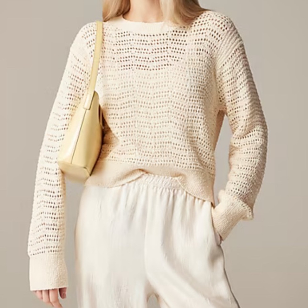 J. Crew Factory Pointelle Crewneck Sweater Mint GREEN M